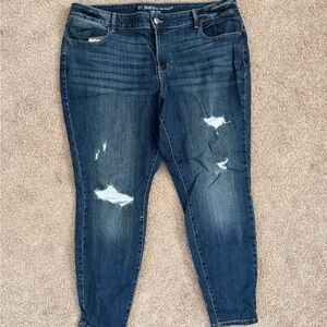 Maurices Dark Blue Distressed Skinny Jeans